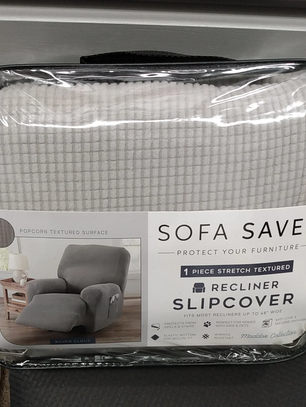 Sofa Saver Recliner Slipcover in Silver Cloud